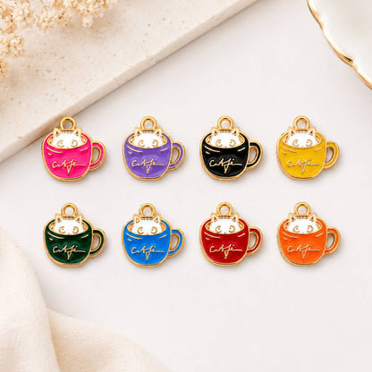 Coffee Cup Enamel Charms - 1 Pc
