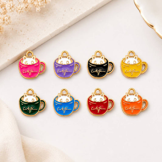 Coffee Cup Enamel Charms - 1 Pc