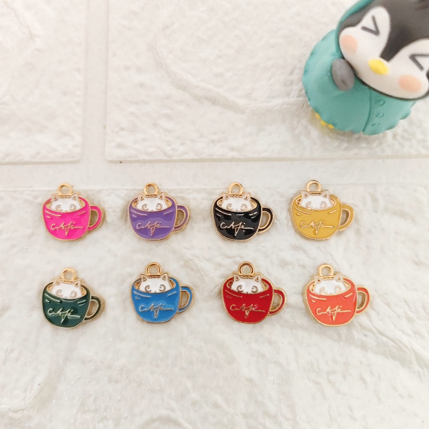 Cute coffee cup enamel charm for jewelry making and DIY craft accessories