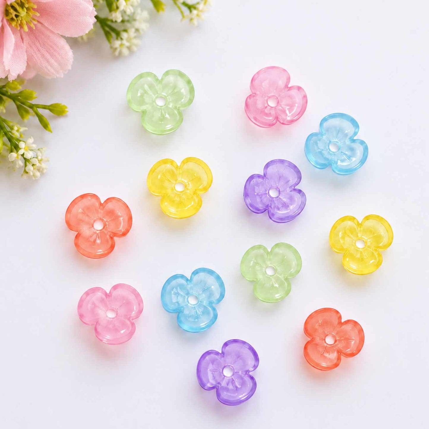 Colorful Acrylic Flower Beads Caps