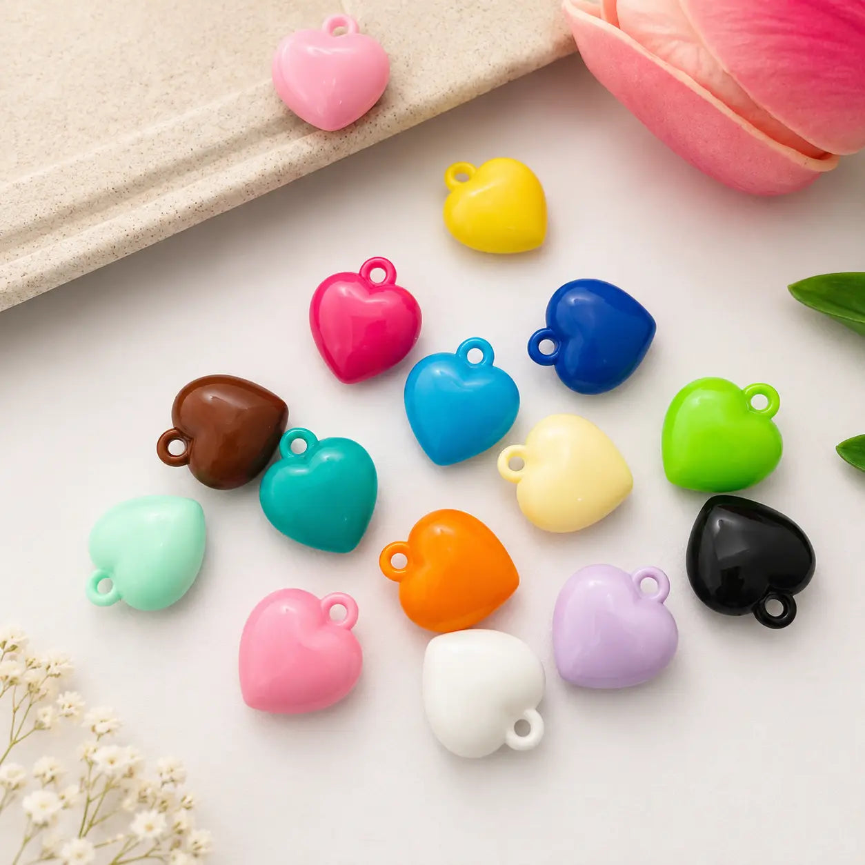 Colorful Acrylic Heart Charms