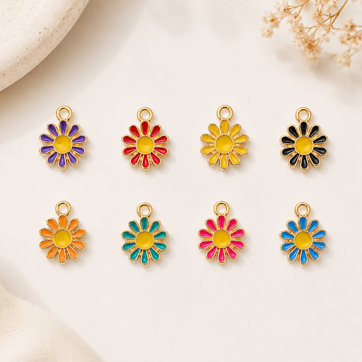 Colorful Mini Daisy Flower Charms