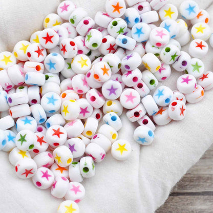 Colorful Acrylic Round Star Beads - 20 grams