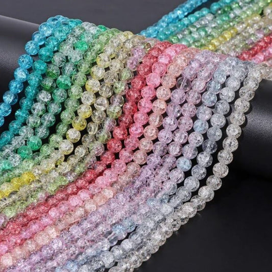 Crackle beads combo in assorted colors for jewellery making and craft projects