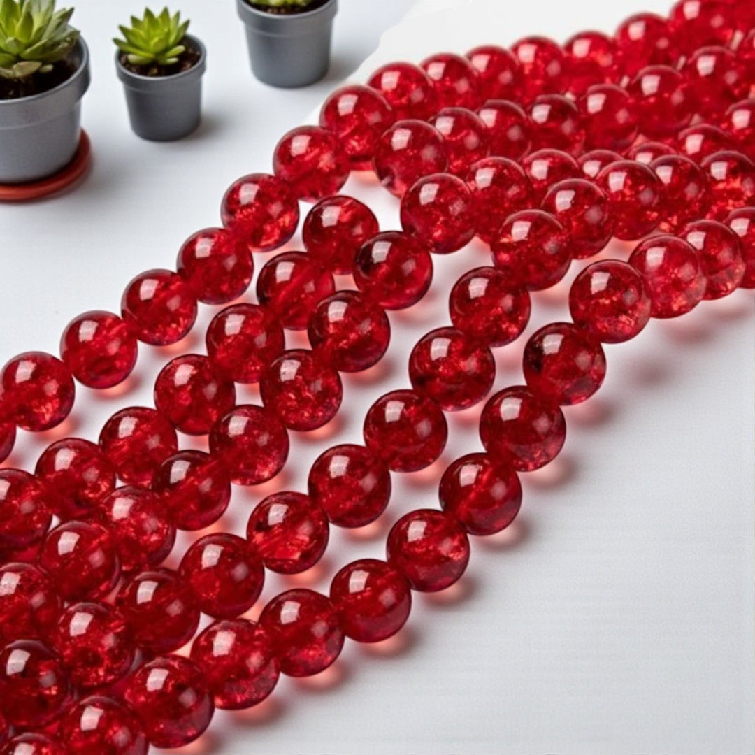 8mm red crackle beads for jewelry making and DIY crafts
