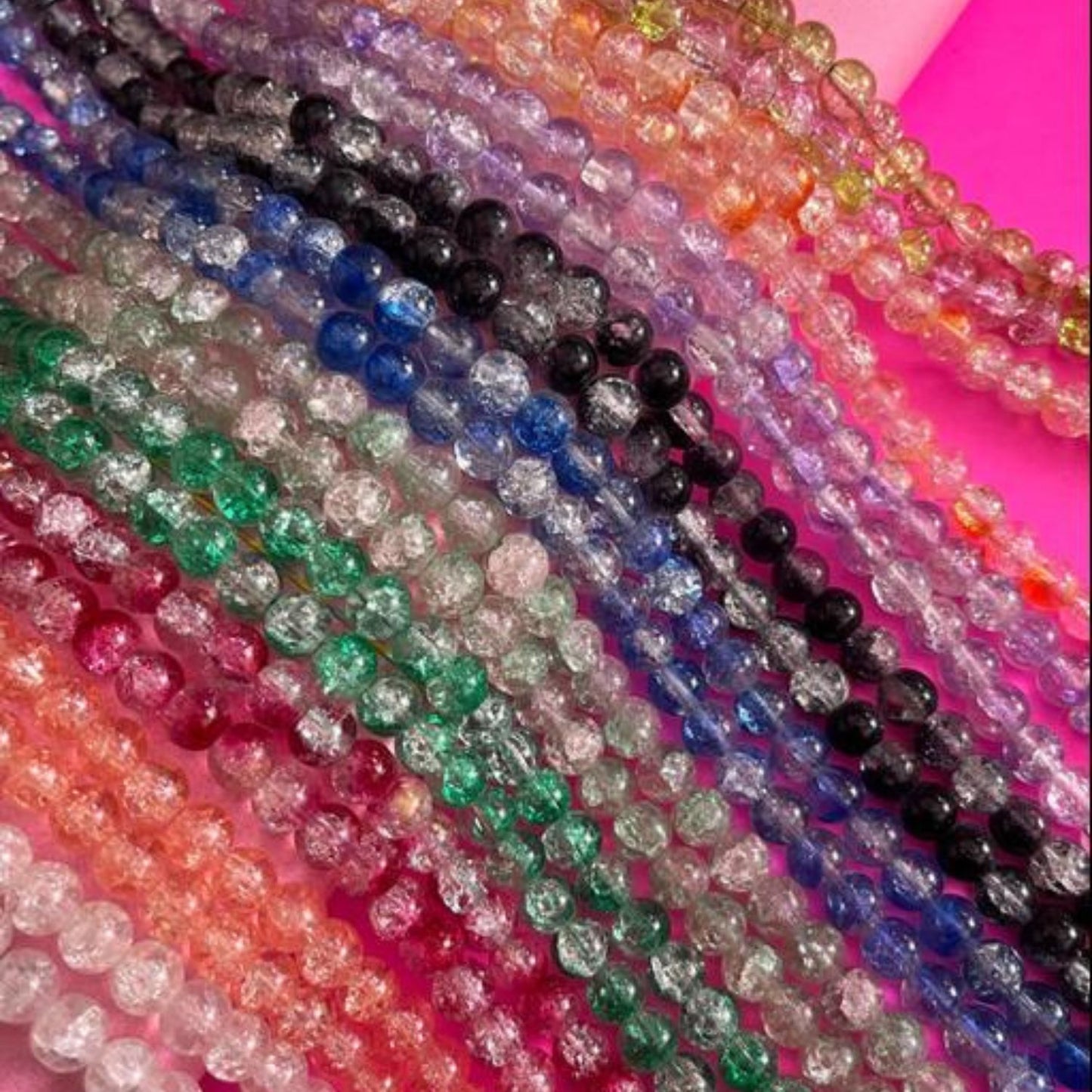 Crackle beads combo in assorted colors for jewellery making and craft projects