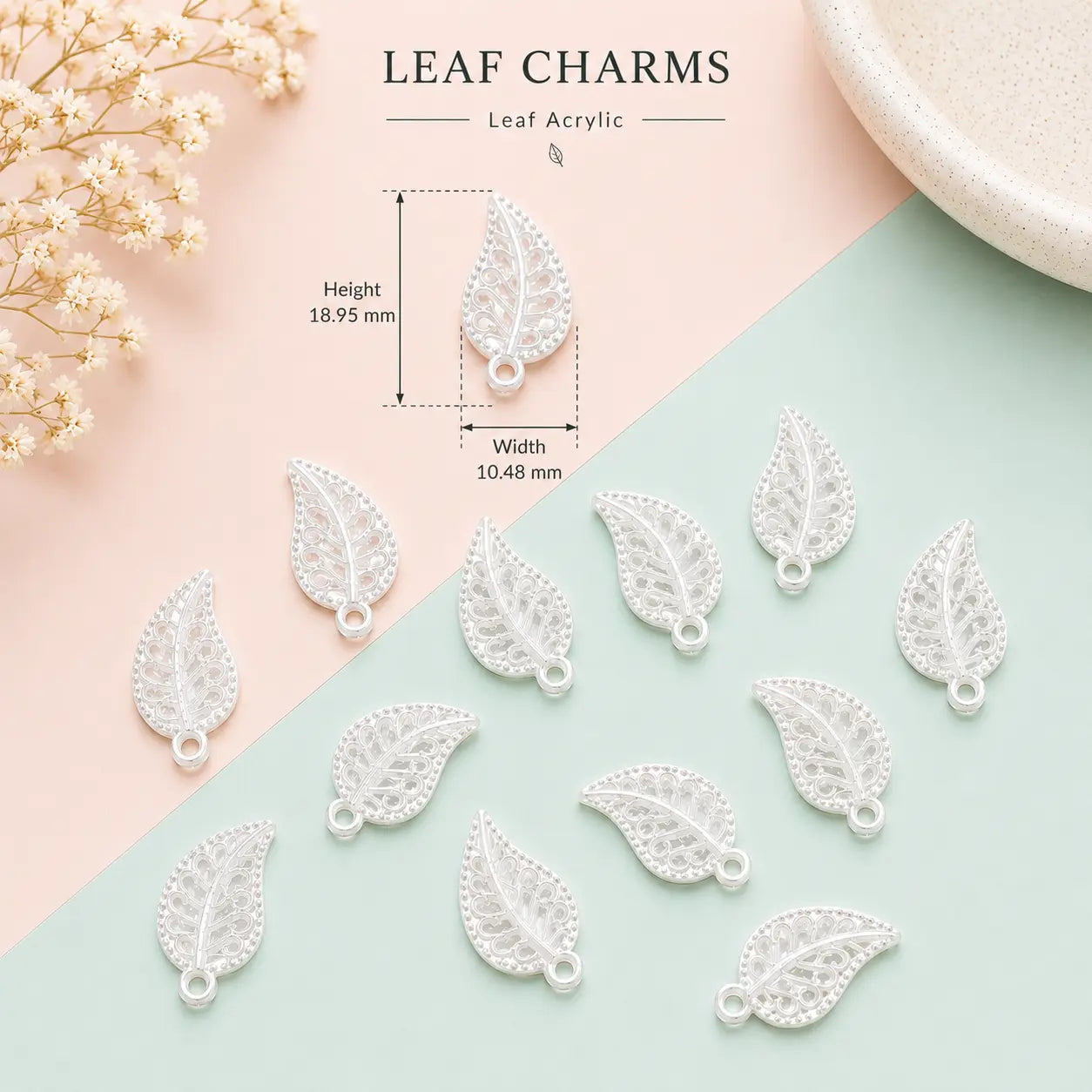 Creamy White Leaf Plastic Beads for Jewelry