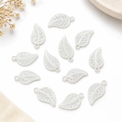 Creamy White Leaf Plastic Beads for Jewelry