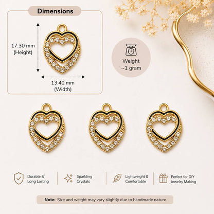 Double Heart Shaped Pendent Charm - 1 Pc