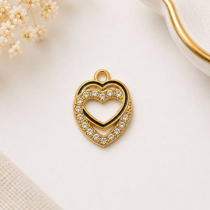 Double Heart Shaped Pendent Charm - 1 Pc
