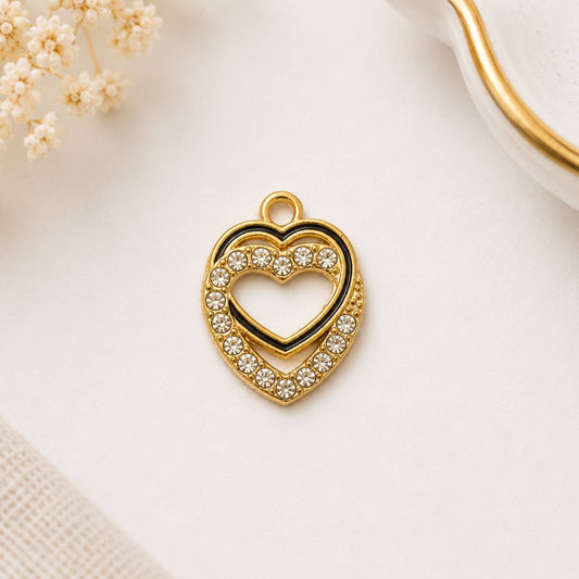 Double Heart Shaped Pendent Charm - 1 Pc - Eva Fashion and Craft