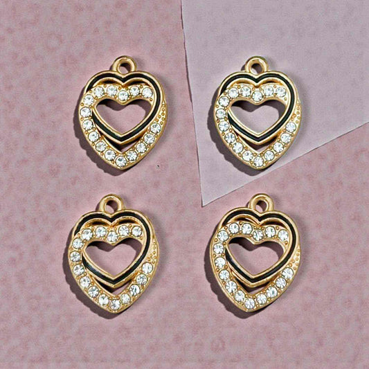 Double Heart Shaped Pendent Charm - 1 Pc