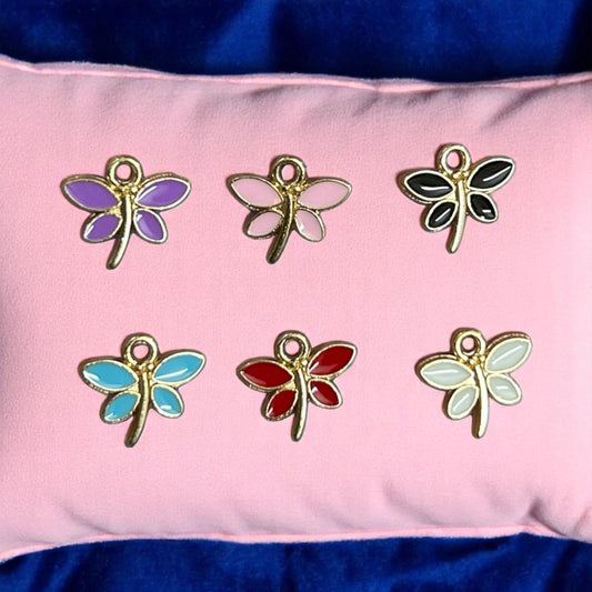 Multicolor Dragonfly Enamel Charm - 10 Pc Mixed Color