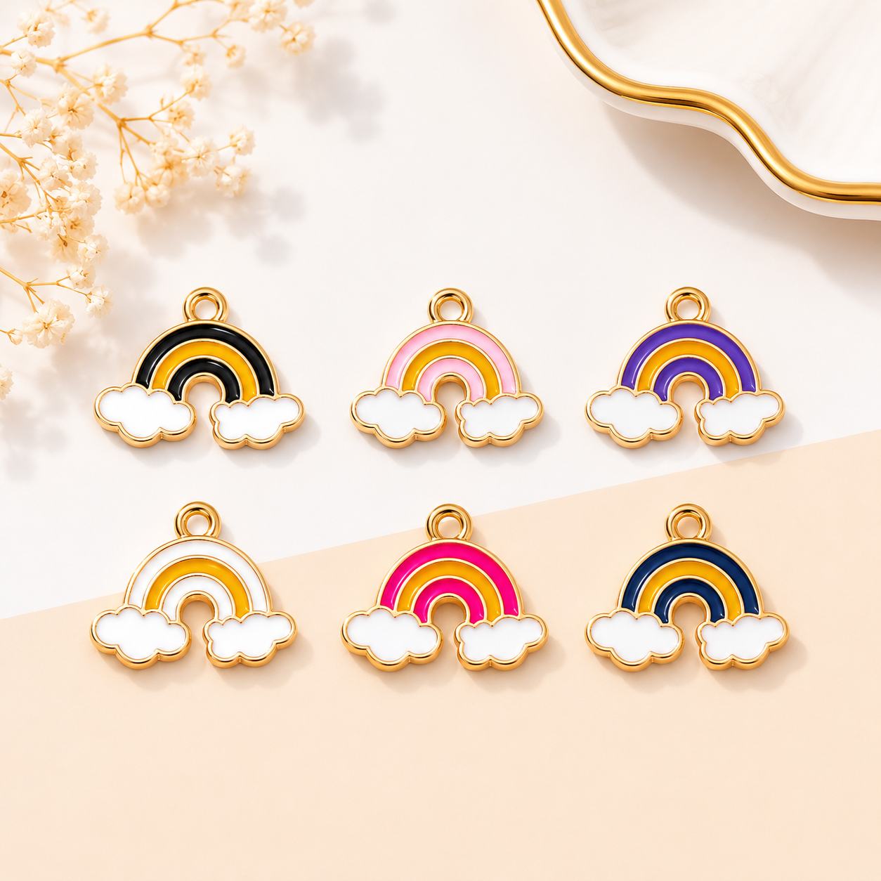 Dual Color Rainbow Enamel Charms