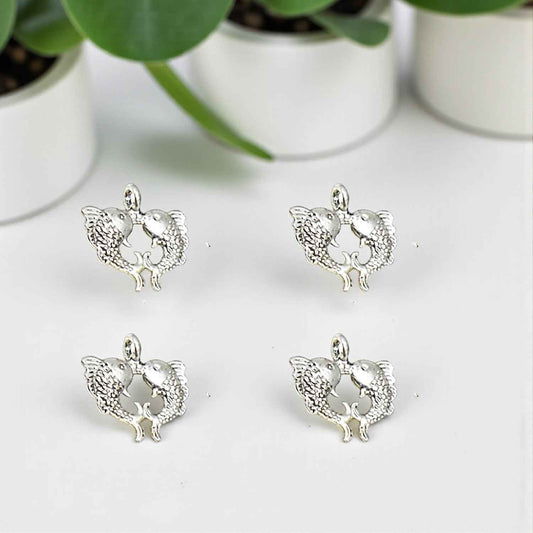 Dual Fish Metal Charms Silver - 1 Pc