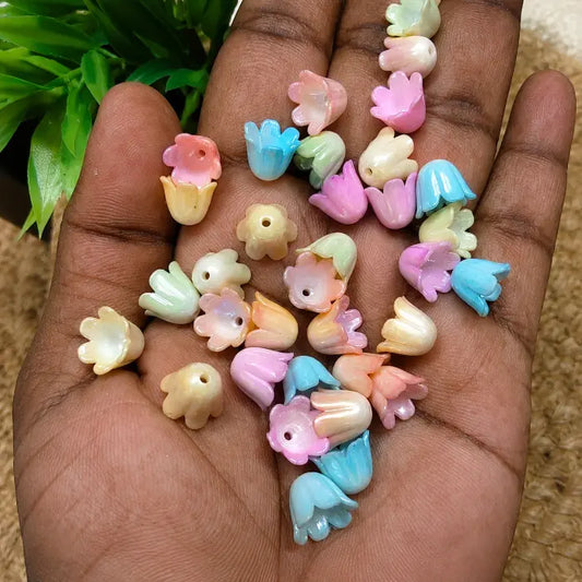 Dual Shade Acrylic Tulip Flower Beads