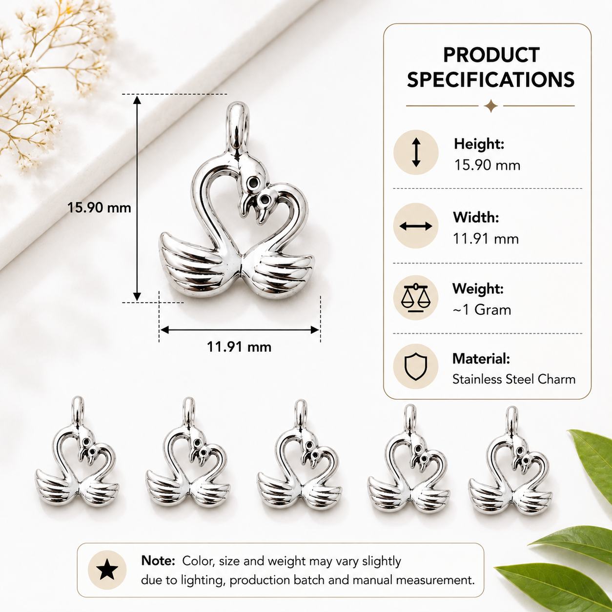 Dual Swan Metal Charms