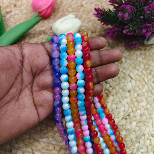 Dual tone jelly beads combo with glossy translucent finish, colorful jelly beads for jewelry making and DIY crafts