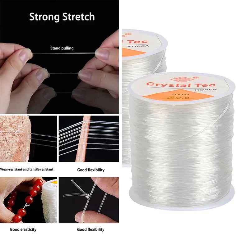 Label Elastic String Crystal Tec Elastic String 0.8mm - 100 Meter – Eva Fashion and Craft