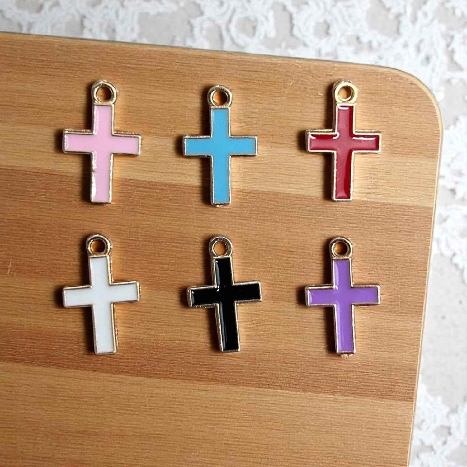 Multicolor Cross Enamel Charms - Mixed Colors