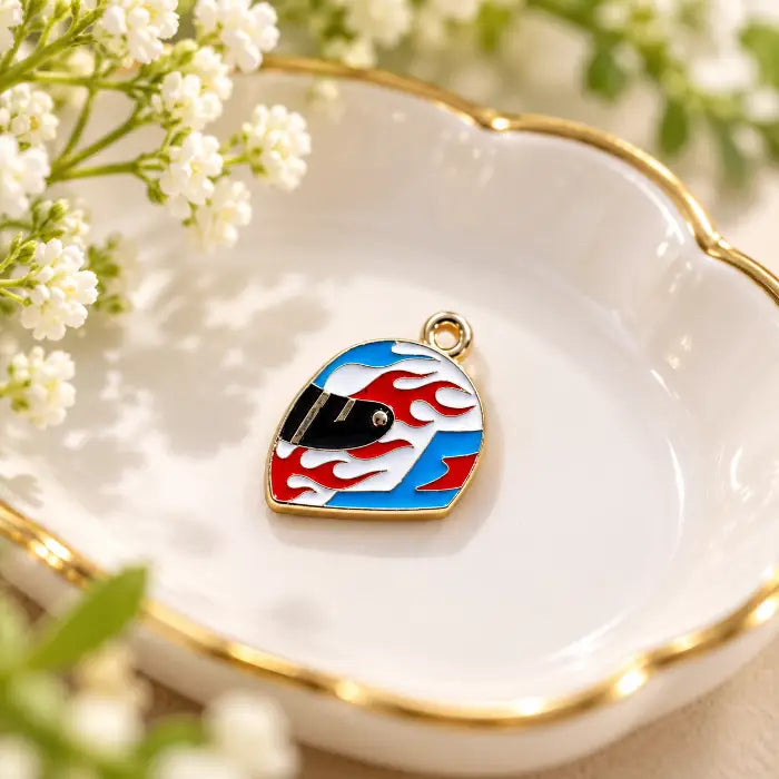 Flame Racing Helmet Charm
