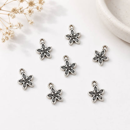 Flower Metal Charms Silver - 1 PC