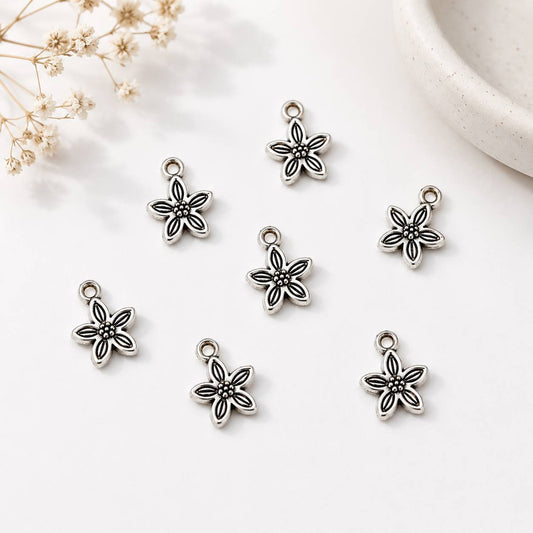 Flower Metal Charms Silver - 1 PC