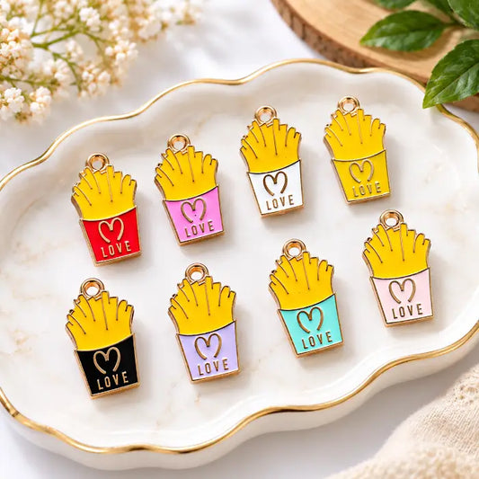 French Fries Love Charms in Assorted Colours for DIY Jewellery