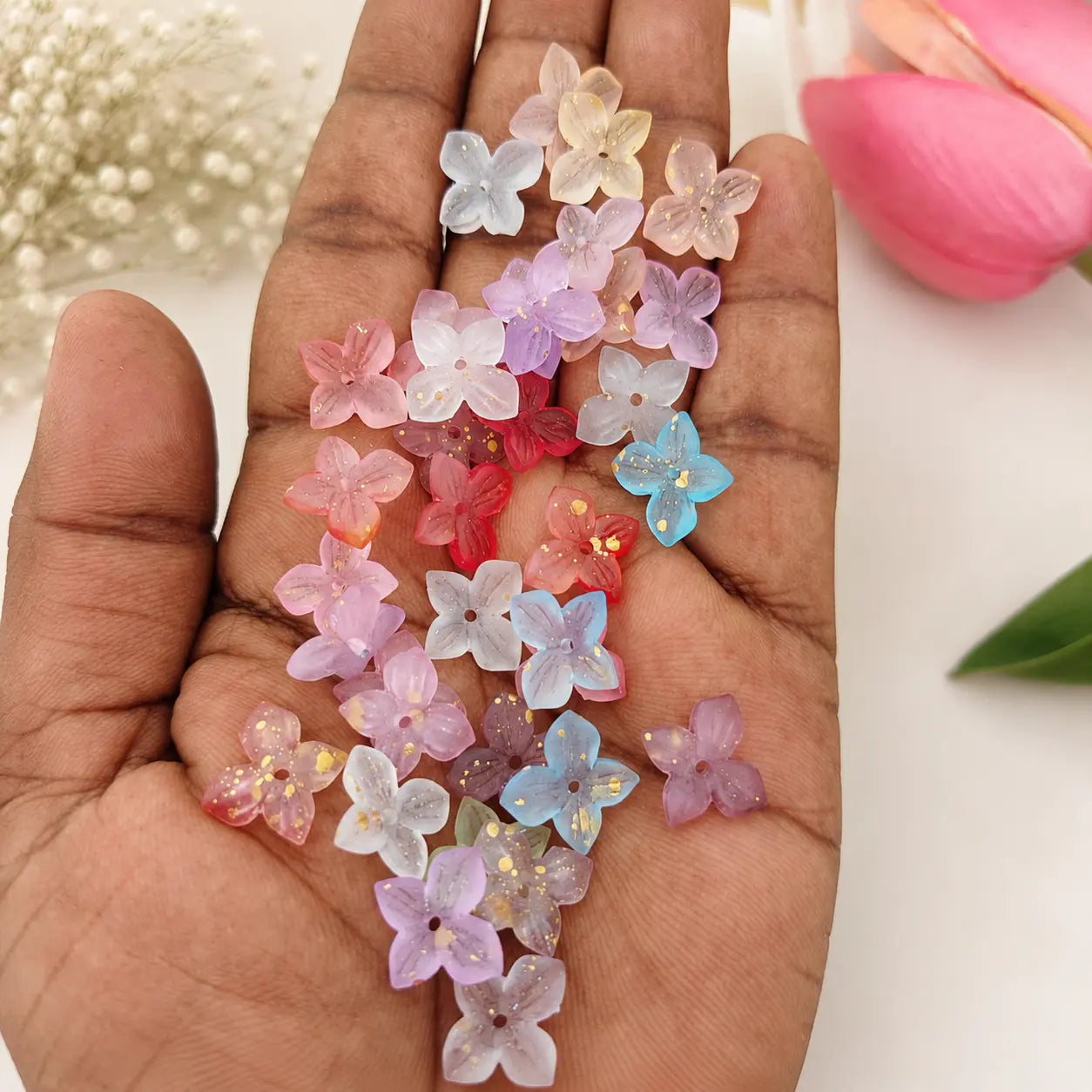 Frosted Acrylic Flower Beads
