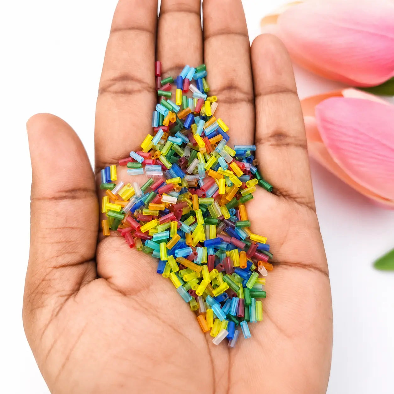 Multicolor Glass Bugle Tube Beads