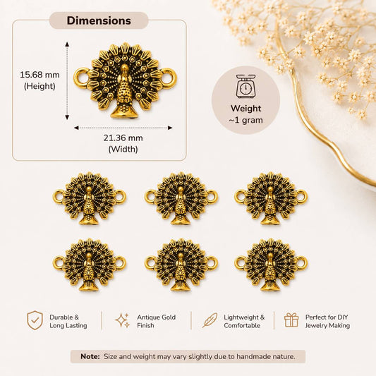 Golden Peacock Dual Hook Metal Charms