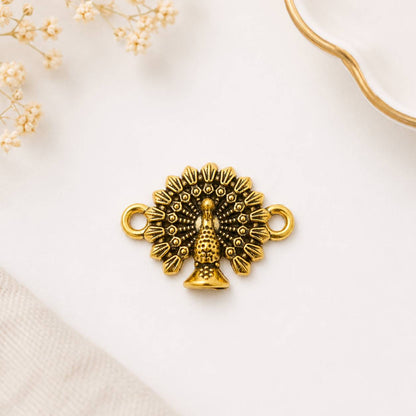 Golden Peacock Dual Hook Metal Charms