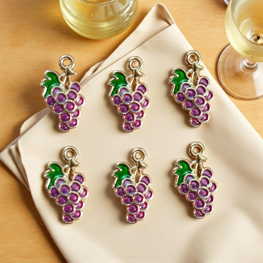 Grapes Enamel Charm for Jewellery Making - 1 Pc