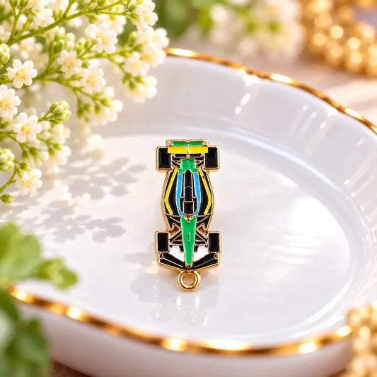 Green Formula-Style Race Car Charm