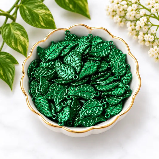 Green Leaf Brooch with detailed embossed leaf vein pattern and green finish