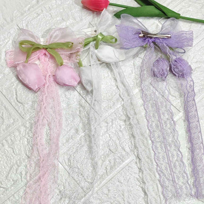 Hair Bow with Tulip Korean Clip (Type 2) (Pack of 3 Pcs)