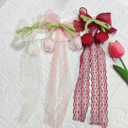 Hair Bow with Tulip Korean Clip (Pack of 3 Pcs)