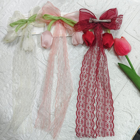 Hair Bow with Tulip Korean Clip (Pack of 3 Pcs)
