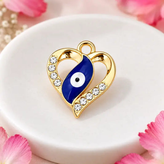 Heart Evil Eye Stone Charm - 1 Pc