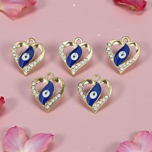 Heart Evil Eye Stone Charm - 1 Pc