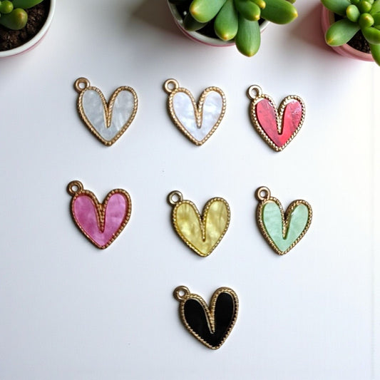 Heart Charm with Golden Ring Border Eva Fashion and Craft