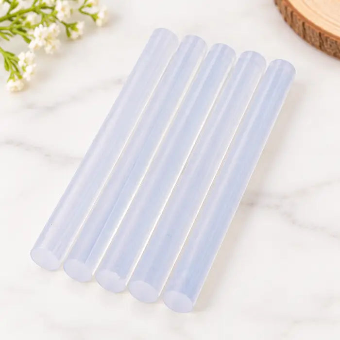 5 translucent hot melt glue sticks for compatible glue guns