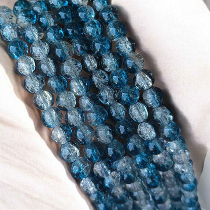 Teal Blue Multi Crackle Beads 8mm