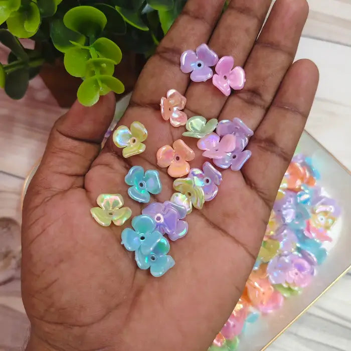 Iridescent Pastel Acrylic Flower Beads