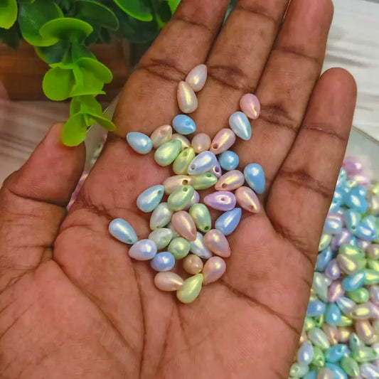 Iridescent Pastel Teardrop Acrylic Beads