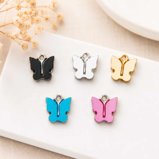 Silver Base Jelly Butterfly Charms  - 1 Pc