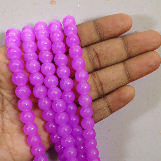 8mm purplish pink jelly beads for jewellery making and craft projects