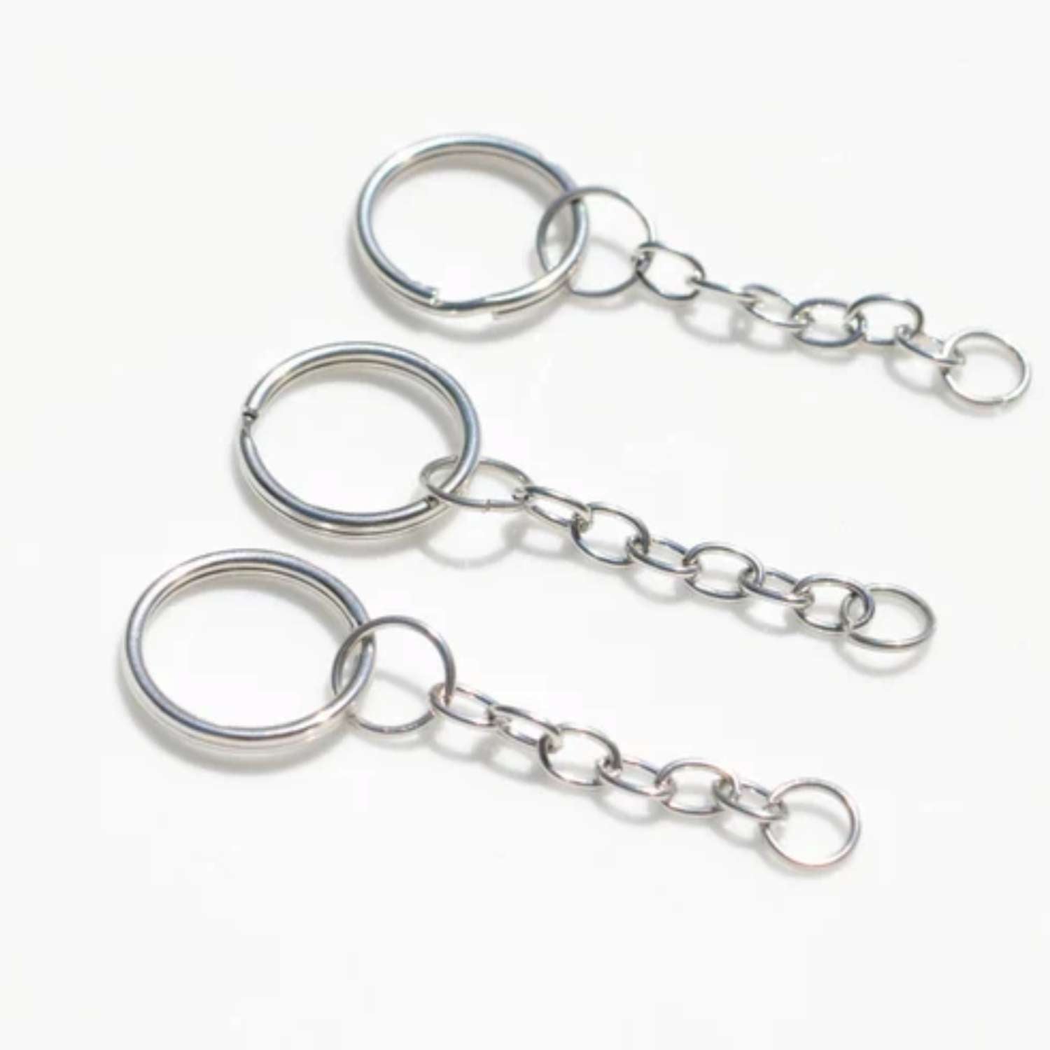 Silver metal keychain ring base with strong split ring for DIY keychains, charms and craft making