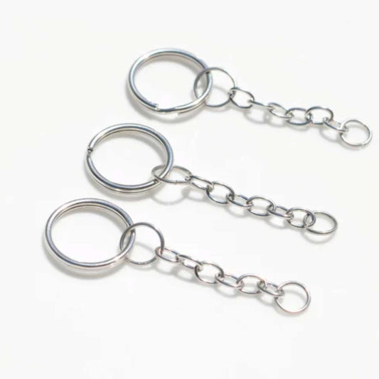Silver metal keychain ring base with strong split ring for DIY keychains, charms and craft making
