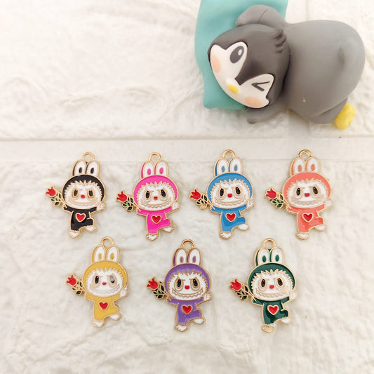 Labubu character enamel charm for jewelry making and DIY craft projects